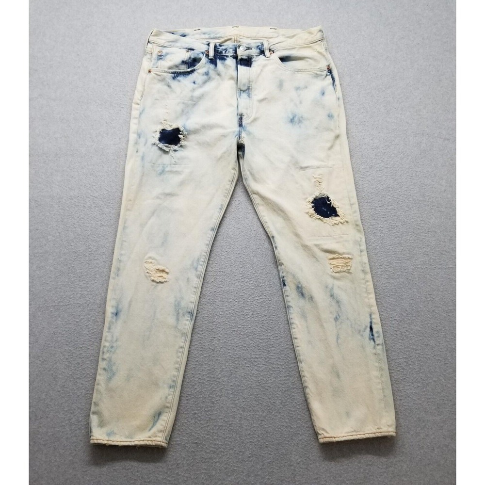 Levis Jeans Mens 38x31 Acid Wash Denim Tapered Distressed 501‎